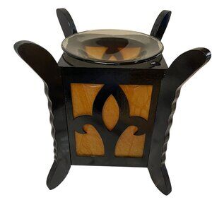 Sweet Scents n More Wood Oil Warmer Black Orange LED Lantern Light With Fleur-de